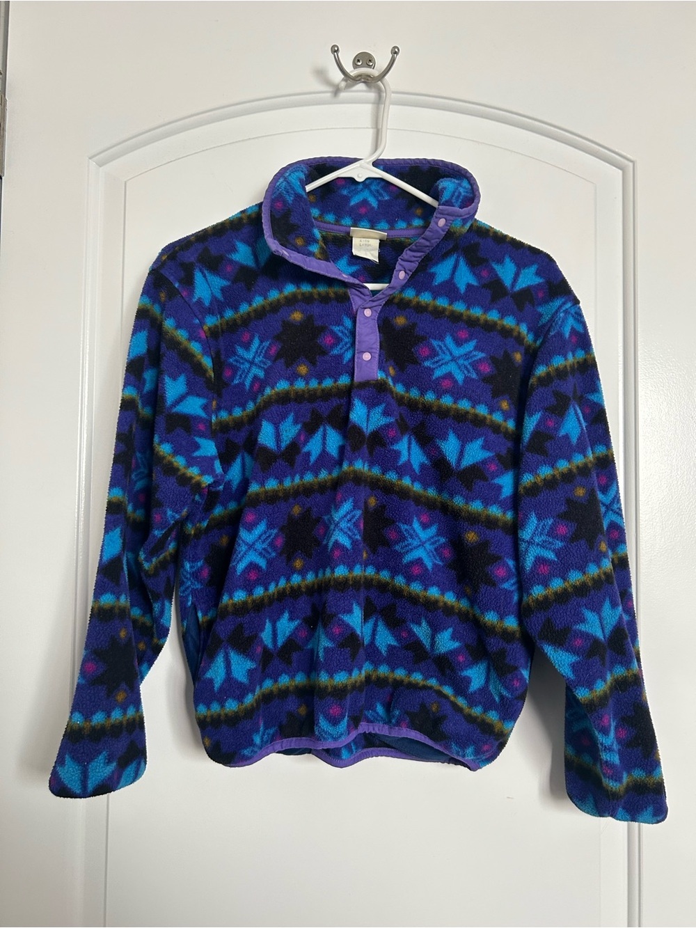 Vintage 90s L.L. Bean Geometric Aztec snap-front fleece size L retro gorpcore